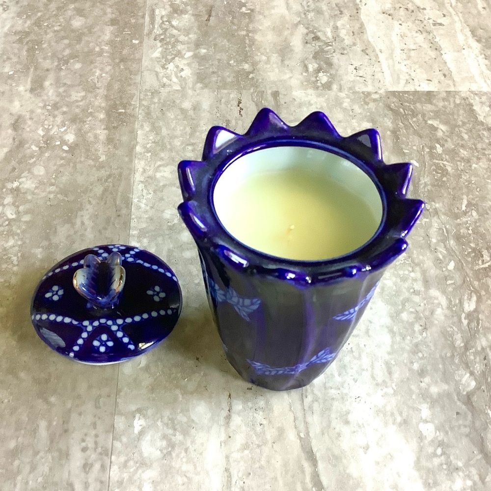 Bombay Blue and White Candle Holder
